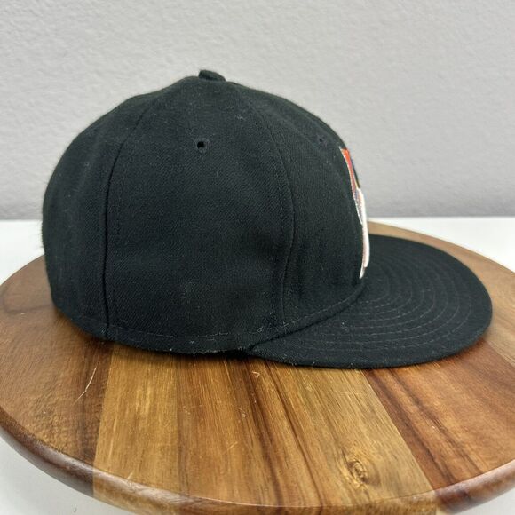 New Era 59Fifty Miami‎ Marlins Black MLB Fitted Hat Cap 7 1/8 Baseball Flat Bill - Picture 2 of 7